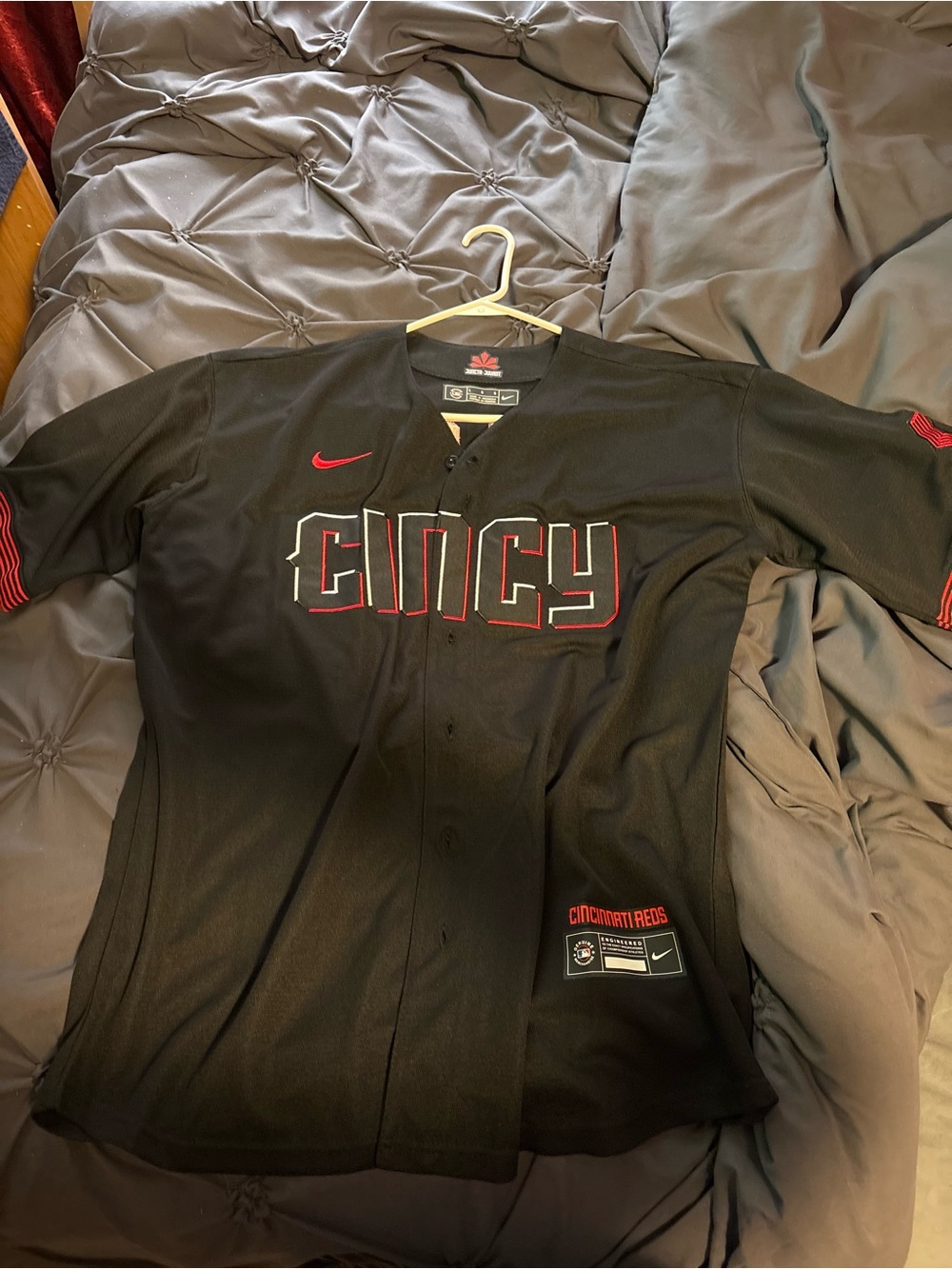 Nike Black Jersey with Red and White 'CINCY' Lettering